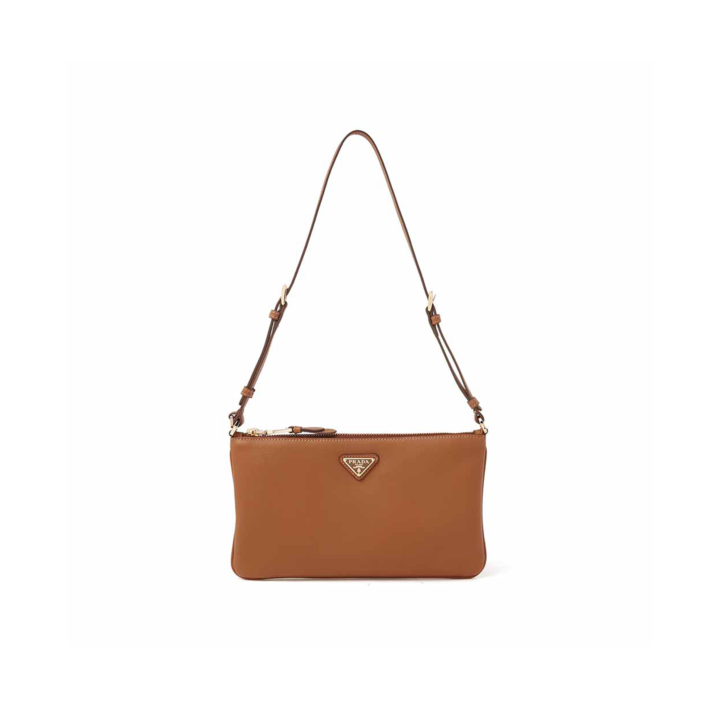Pra*a small logo shoulder bag in grained leather 1ne545 (24*14cm)